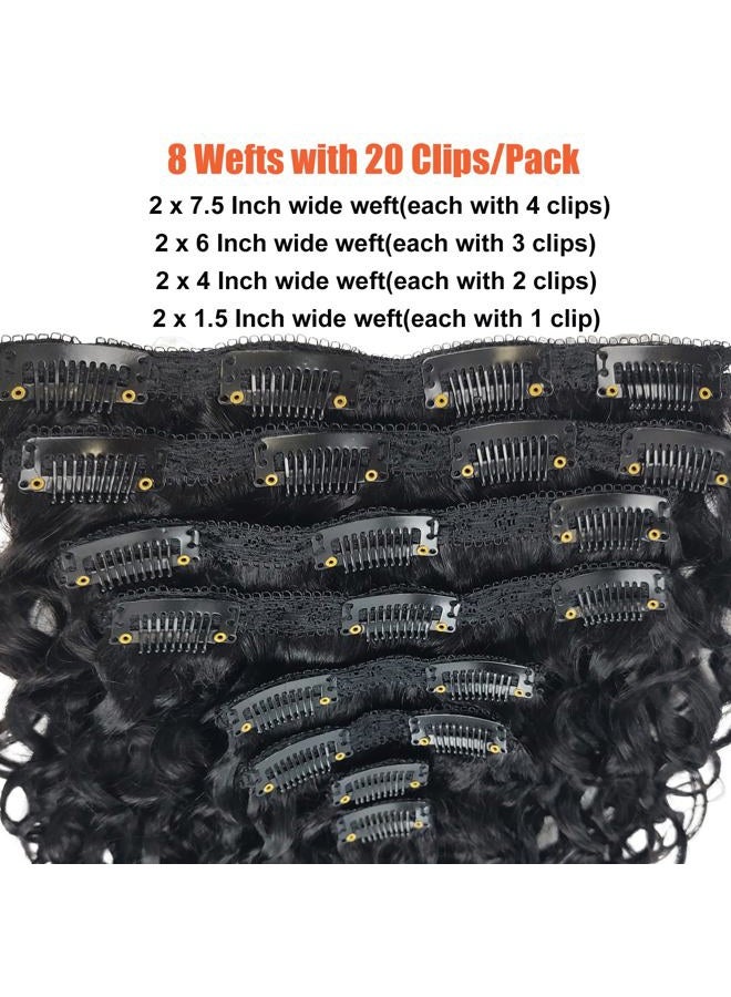 Doren Deep Curly Clip-In Real Hair Extensions for Women, 8 Pieces, 20 Clips, 120 g, Curly Remy Brazilian Water Wave Hair, Natural Black Colour, 45.7 cm (18 inches) - Image 3